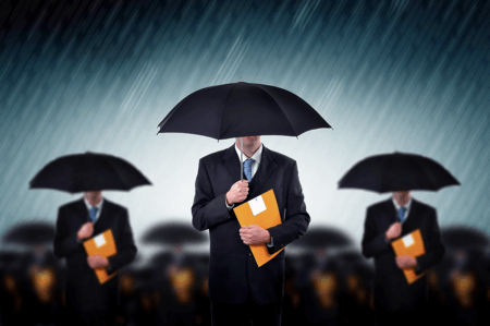 photo of men with umbrellas